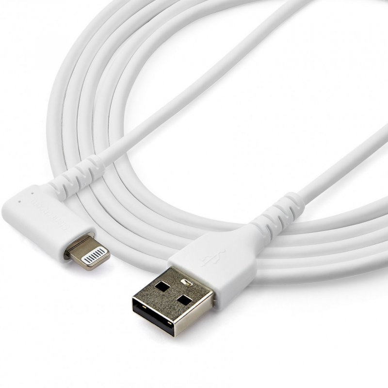 2M ANGLED LIGHTNING TO USB CABLE-APPLE MFI CERTIFIED-WHITE