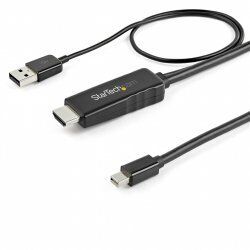 StarTech.com 6ft (2m) HDMI to Mini DisplayPort Cable 4K 30Hz - Active HDMI to mDP Adapter Cable with Audio - USB Powere