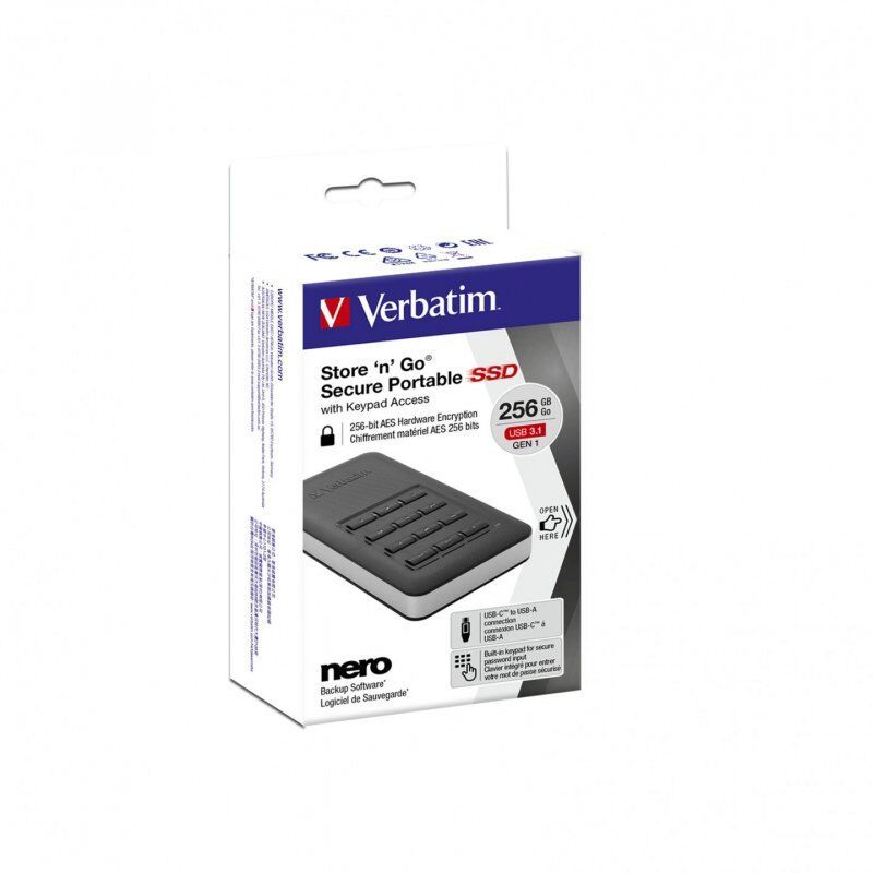 Verbatim Store 'n' Go Portable SSD with Keypad Access 256GB