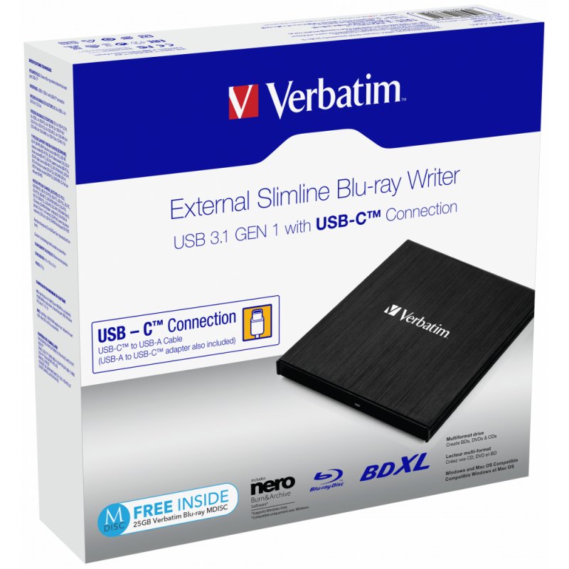 Verbatim compatible Mobile Blu-ray Rewriter With ty