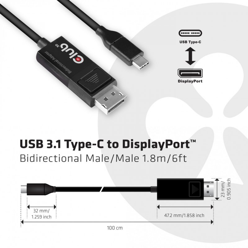 CLUB3D cac-1557 USB C Displayport 1.4 Noir