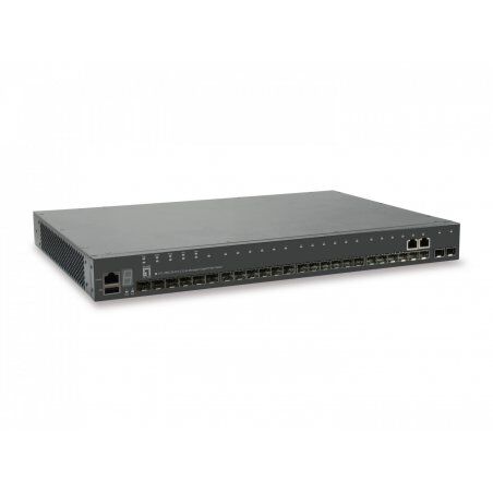 LevelOne KILBY 28-Port Stackable L3 Lite Managed Gigabit Fiber Optic Switch, 2 x Gigabit SFP/RJ45 Combo, 2 x 10GbE SFP+,