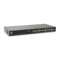 LevelOne TURING 26-Port Web Smart Gigabit PoE Switch, 24 PoE Outputs, 2 x SFP/RJ45 Combo, 185W, 802.3at/af PoE