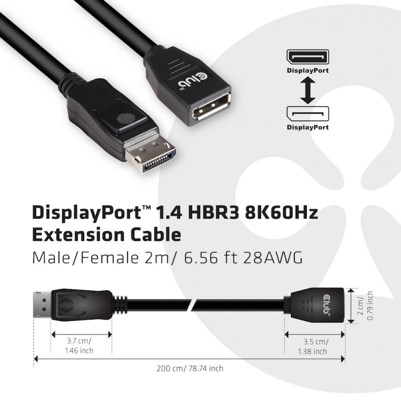Club 3D compatible DisplayPort-Verlängerungskabel - 2 m
