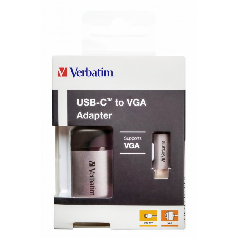 Verbatim 49145 câble vidéo et adaptateur 0,01 m USB Type-C VGA (D-Sub) Noir, Argent