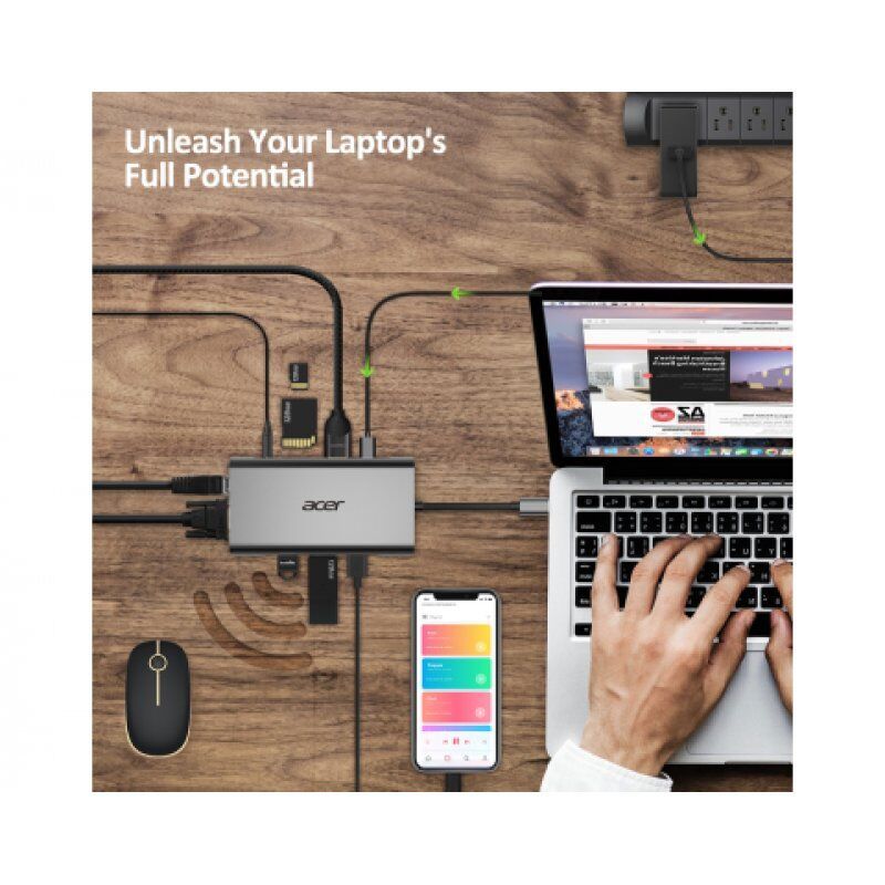 Acer HP.DSCAB.002 notebook dock/port replicator USB 3.2 Gen 1 (3.1 Gen 1) Type-C Silver