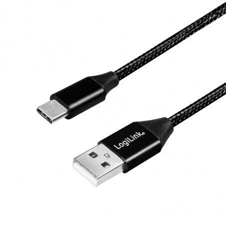 LogiLink CU0140 câble USB 1 m USB 2.0 USB C USB A Noir