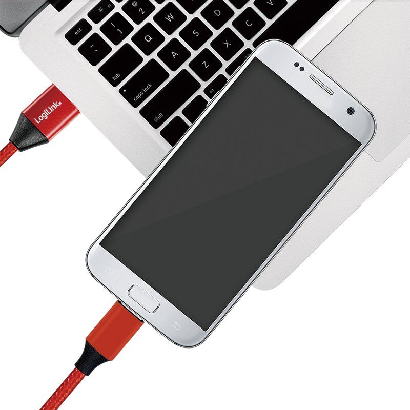 LogiLink CU0151 USB cable 0.3 m USB 2.0 USB A Micro-USB B Red