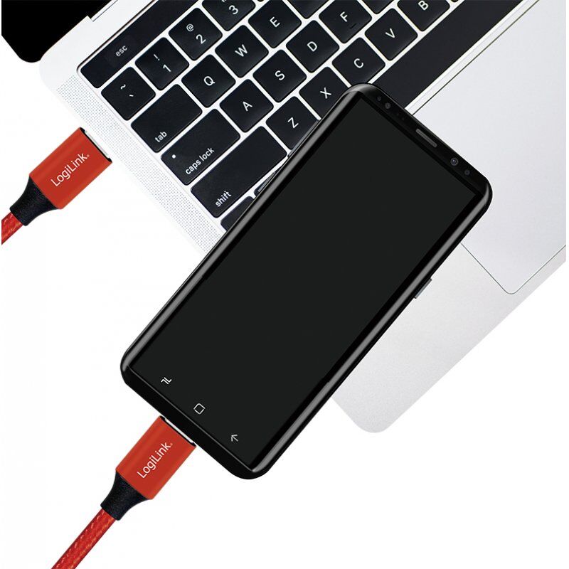 LogiLink CU0155 USB cable 0.3 m USB 2.0 USB C Black, Red