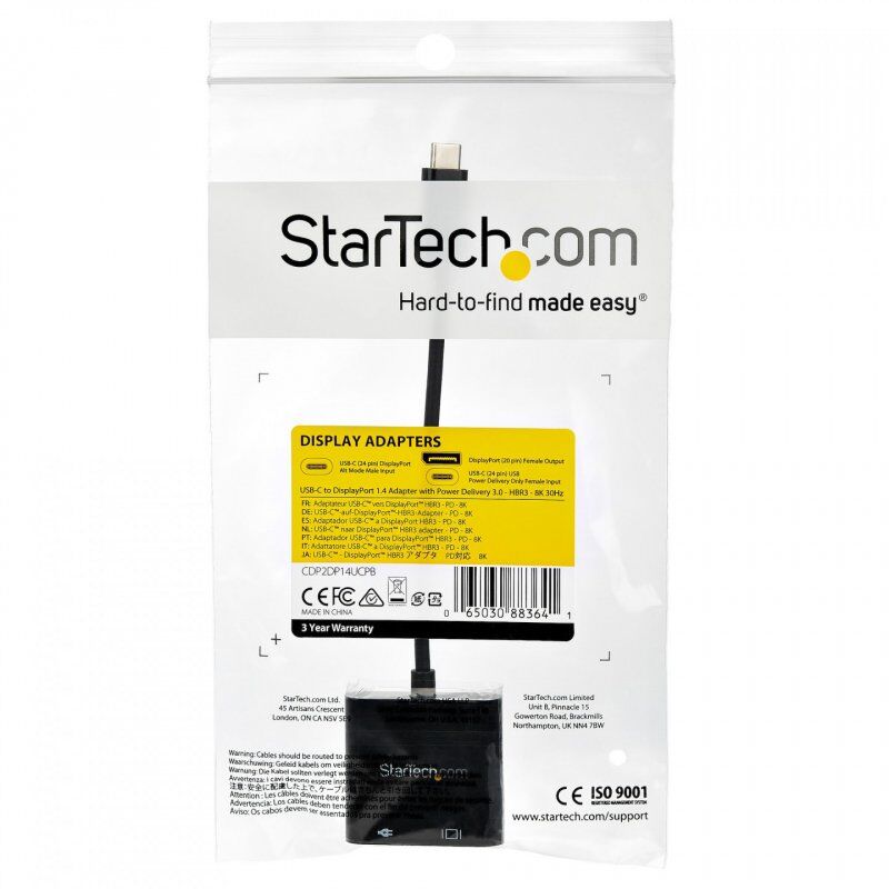 StarTech.com Adaptateur USB-C vers DisplayPort avec Power Delivery - Convertisseur Vidéo 8K 60Hz /4K 120Hz USB Type C v
