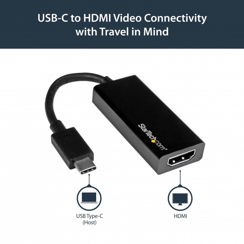StarTech.com USB-C auf HDMI Adapter - Thunderbolt 3 kompatibel - Schwarz - 4K 30Hz - externer Videoadapter - Schwarz