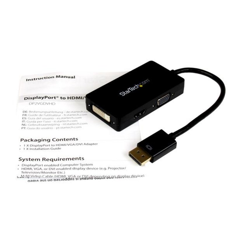 StarTech.com Adaptateur de voyage DisplayPort vers VGA / DVI / HDMI - Covertisseur vidéo 3-en-1