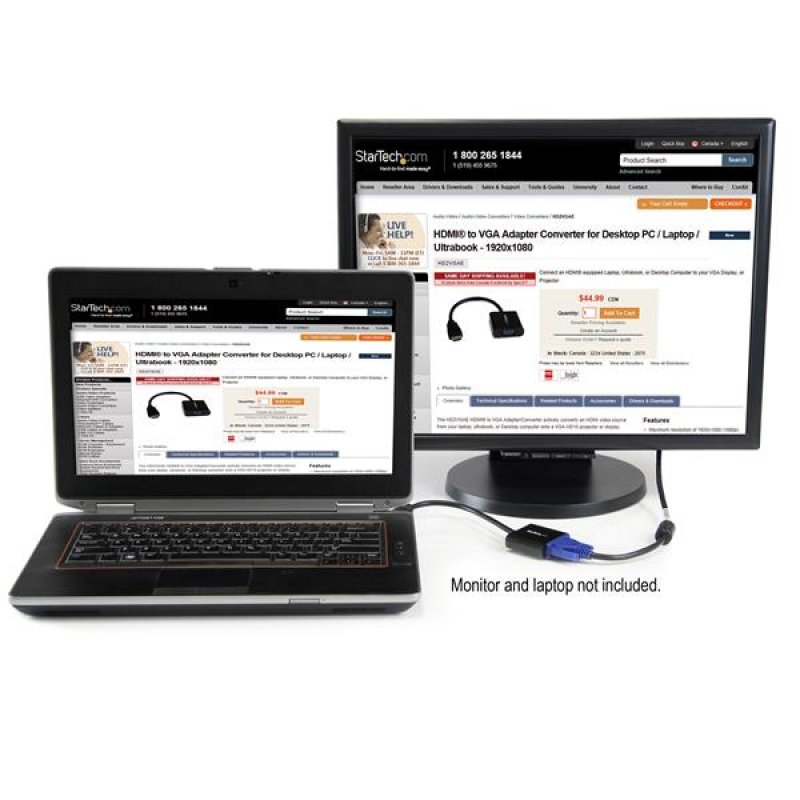 StarTech.com HDMI auf VGA Video Adapter Konverter für PC/ Laptop/ Ultrabook- 1920x1080 - Videoschnittstellen-Converter 