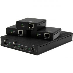 StarTech.com 3-Port HDBaseT Extender Kit with 3 Receivers - 1x3 HDMI over CAT5e Splitter - Up to 4K
