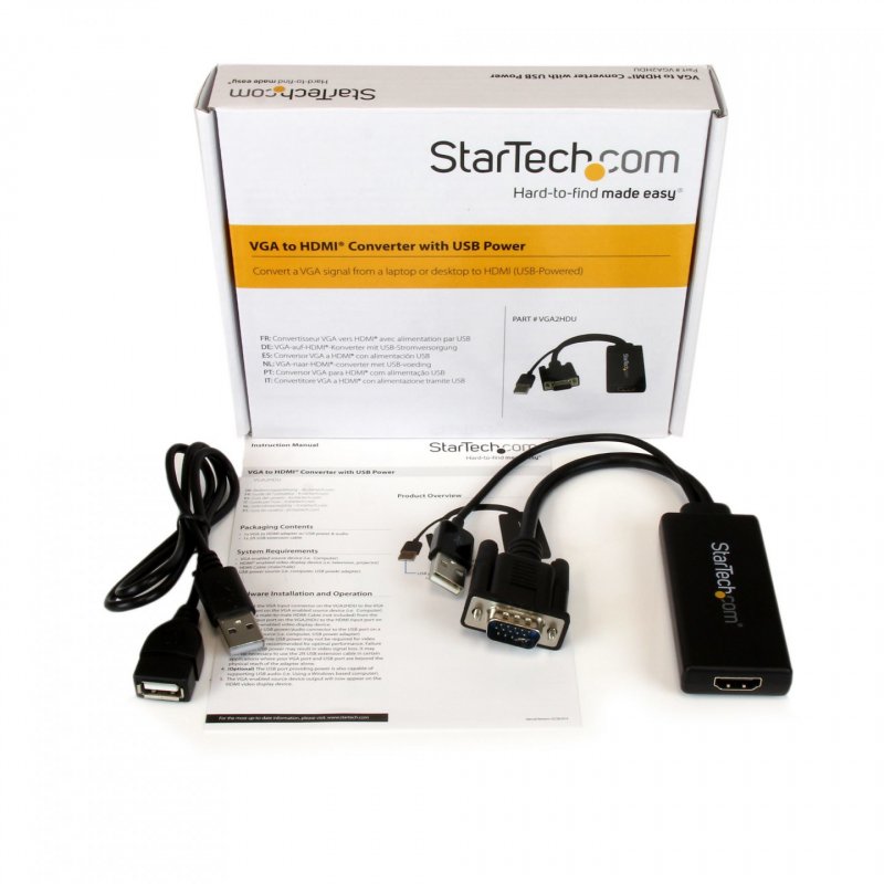 StarTech.com VGA to HDMI Adapter with USB Audio & Power – Portable VGA to HDMI Converter – 1080p