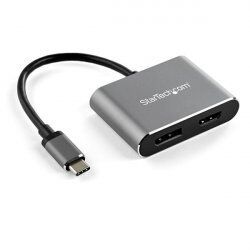 StarTech.com USB C Multiport Video Adapter - 4K 60Hz USB-C to HDMI 2.0 or DisplayPort 1.2 Monitor Adapter - USB Type-C 2