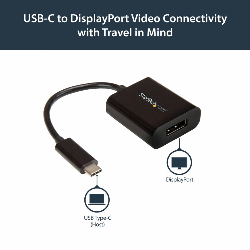 StarTech.com USB C to DisplayPort Adapter - 4K 60Hz/8K 30Hz - USB Type-C to DP 1.4 HBR2 Adapter Dongle - Compact USB-C (