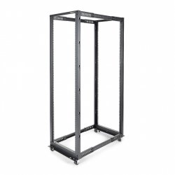 StarTech.com Rack de serveur réglable à cadre ouvert 42U 4 montants - Bâti rack avec roulettes et gestion de câbles