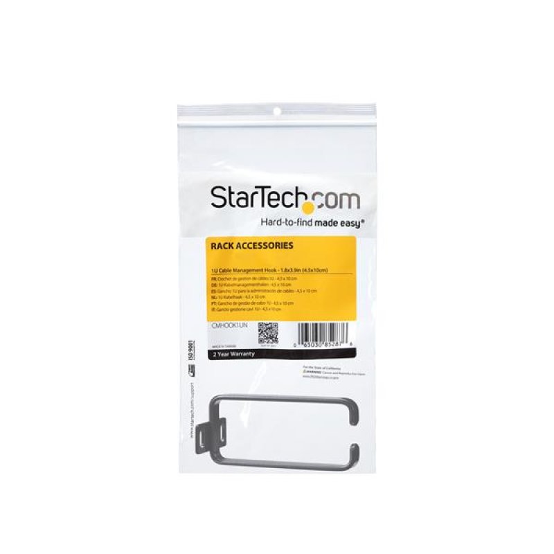 StarTech.com Anneau Métallique Gestion de Câbles Vertical pour Racks de Serveur 1U - 4,5 cm x 10 cm