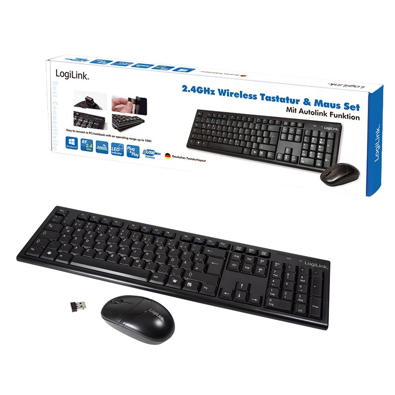 LogiLink ID0104 clavier Souris incluse RF sans fil QWERTZ Noir