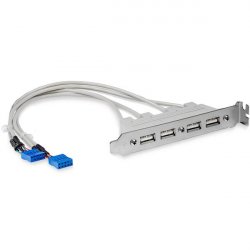 StarTech.com 4 Port USB 2.0 Buchse Slotblech Adapter mit 2x 10-Pin Mainboard Header - USB-Konsole