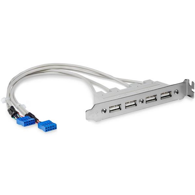 StarTech.com 4 Port USB 2.0 Buchse Slotblech Adapter mit 2x 10-Pin Mainboard Header - USB-Konsole