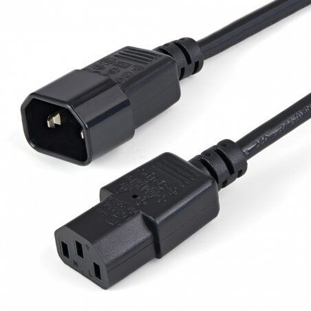 StarTech.com 1m (3ft) Power Extension Cord, C14 to C13, 10A 125V, 18AWG, Computer Power Cord Extension, IEC-320-C14 to I