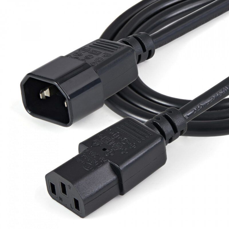 StarTech.com 1m (3ft) Power Extension Cord, C14 to C13, 10A 125V, 18AWG, Computer Power Cord Extension, IEC-320-C14 to I