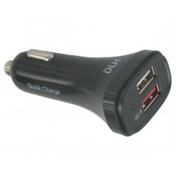 DLH CHARGEUR VOITURE USB-A QUICK CHARGE 3.0 LIVRE AVEC CABLE USB-C ET CABLE MICRO USB. 2 Ports USB dont 1 port QC Qualco