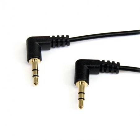 CABLE AUDIO STEREO SLIM 3 5MM A ANGLE DROIT - 90 CM - M/M