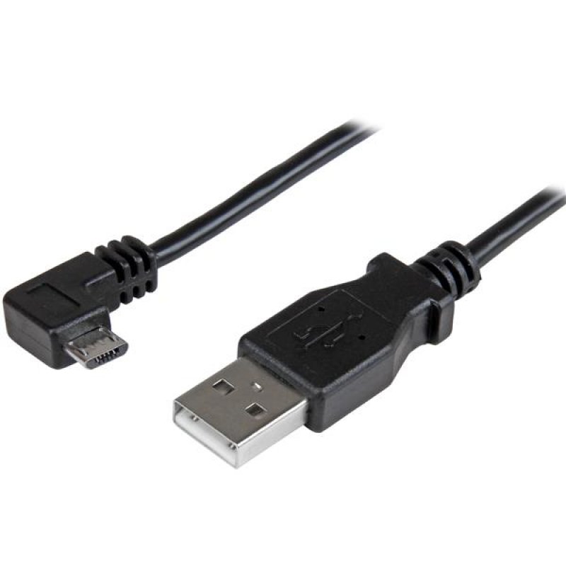 CABLE DE CHARGE ET SYNC MICRO USB A ANGLE DROIT DE 2 M - M/M
