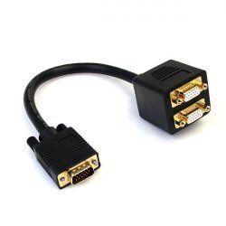 StarTech.com 30cm VGA auf 2x VGA Splitter-Kabel - St/Bu - VGA HD15 Y-Verteiler Stecker/Buchse - Vergoldet - VGA-Splitte