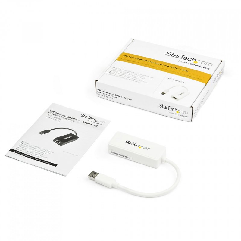 StarTech.com Adaptateur USB 3.0 vers Ethernet Gigabit - Carte Réseau Externe USB vers 1 Port RJ45 - Blanc