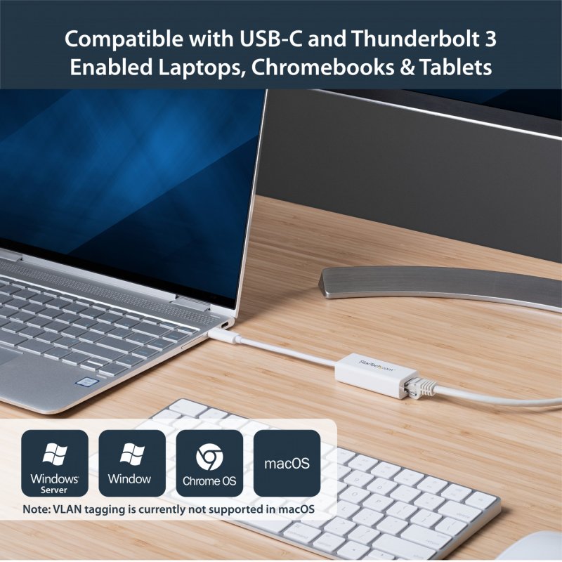 StarTech.com Adaptateur USB C vers Gigabit Ethernet - Blanc - Adaptateur Réseau LAN USB 3.0 vers RJ45 - USB Type C vers