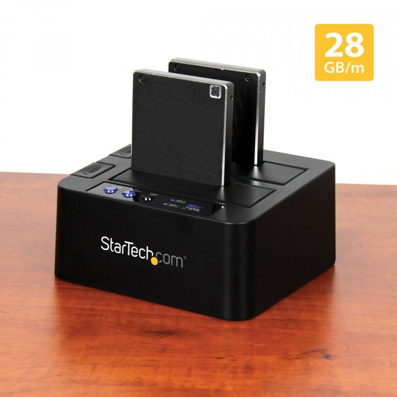 StarTech.com Standalone Hard Drive Duplicator, Dual Bay HDD/SSD Cloner/Copier, USB 3.1 (10Gbps) to SATA III HDD/SSD Dock