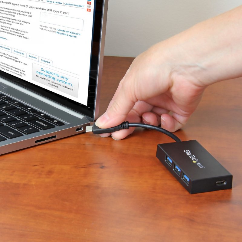 HUB USB 3.1 GEN 1 4 PORTS - 1X USB-C 3X USB-A