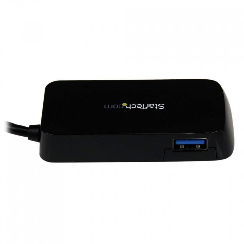 BLACK 4PORT EXTERNAL USB 3 MINI HUB WITH BUILT-IN CABLE