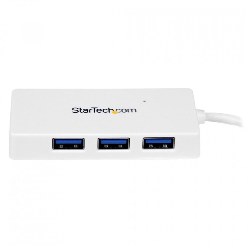 WHITE 4PORT EXTERNAL USB 3 MINI HUB WITH BUILT-IN CABLE