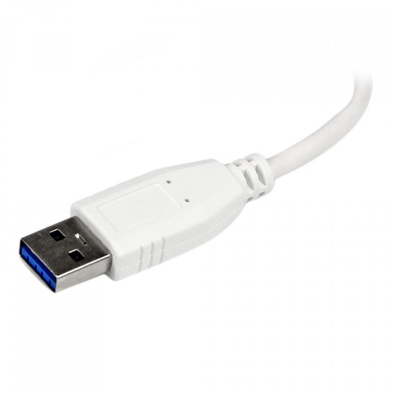 WHITE 4PORT EXTERNAL USB 3 MINI HUB WITH BUILT-IN CABLE