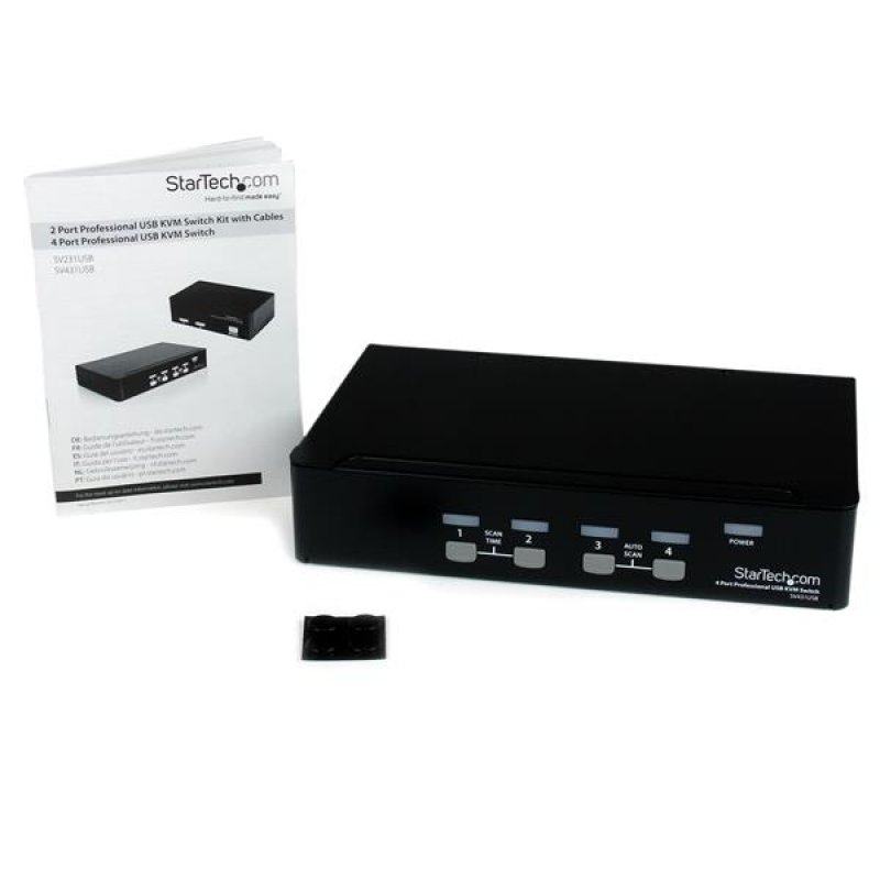 StarTech.com 4 Port VGA USB KVM Switch mit Hub - VGA KVM Umschalter für 4 PC's - Desktop KVM Switch mit 4x USB 2.0, 1x 