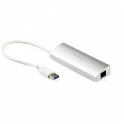 HUB USB 3.0 A 3 PORTS AVEC GIGABIT ETHERNET - ARGENT
