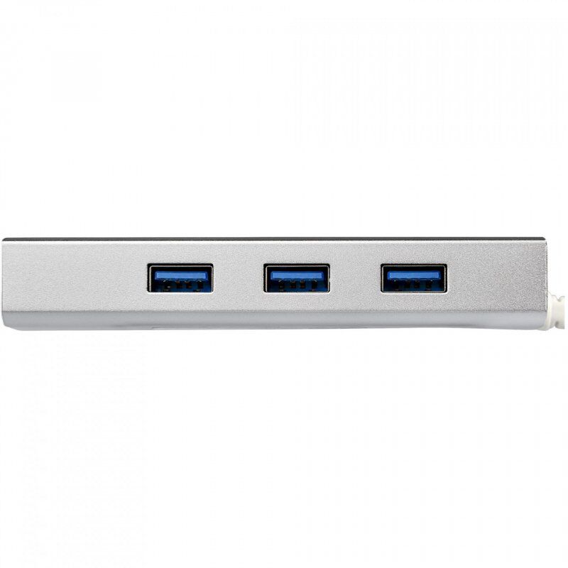 StarTech.com 3-Port Portable USB 3.0 Hub plus Gigabit Ethernet - Built-In Cable~3-Port Portable USB 3.0 Hub plus Gigabit