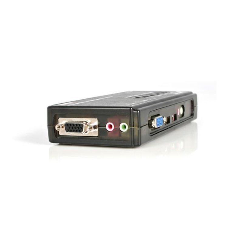 COMMUTATEUR KVM USB 4 PORTS NOIR AVEC AUDIO ET CABLES
