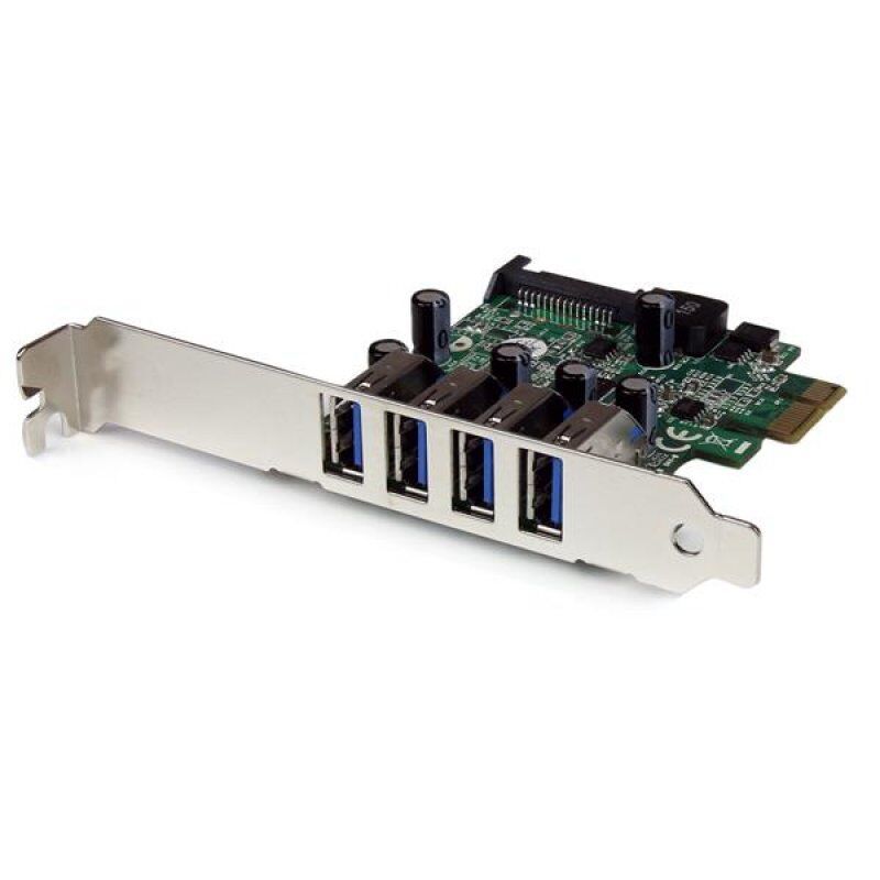 StarTech.com Carte contrôleur PCI Express à 4 ports USB 3.0 SuperSpeed - Adaptateur PCIe avec UASP et alimentation SAT
