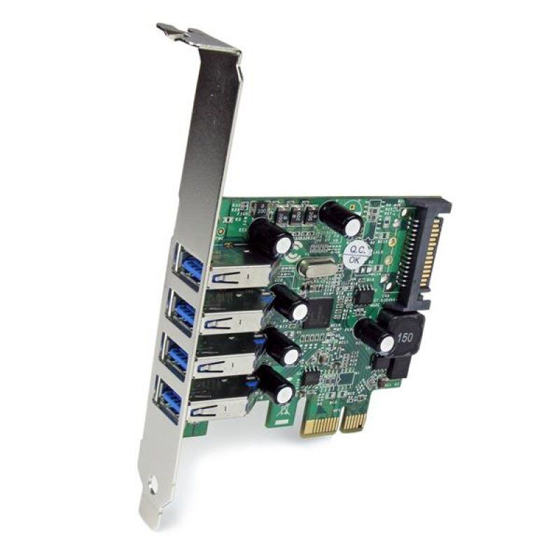 StarTech.com Carte contrôleur PCI Express à 4 ports USB 3.0 SuperSpeed - Adaptateur PCIe avec UASP et alimentation SAT