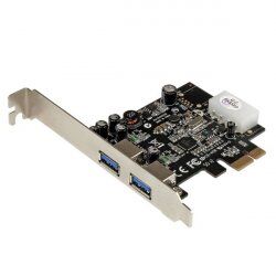 CARTE CONTROLEUR PCIE VERS 2 PORTS USB 3.0 - UASP / ALIM LP4
