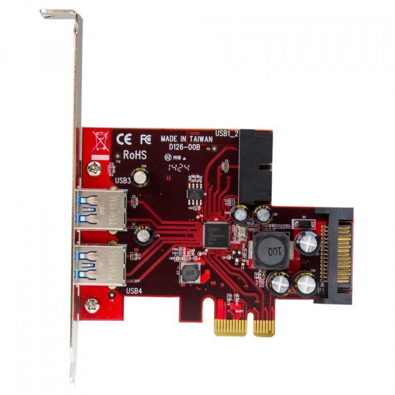 CARTE CONTROLEUR PCIE 4 PORTS USB 3.0 AVEC UASP ET ALIM. SATA
