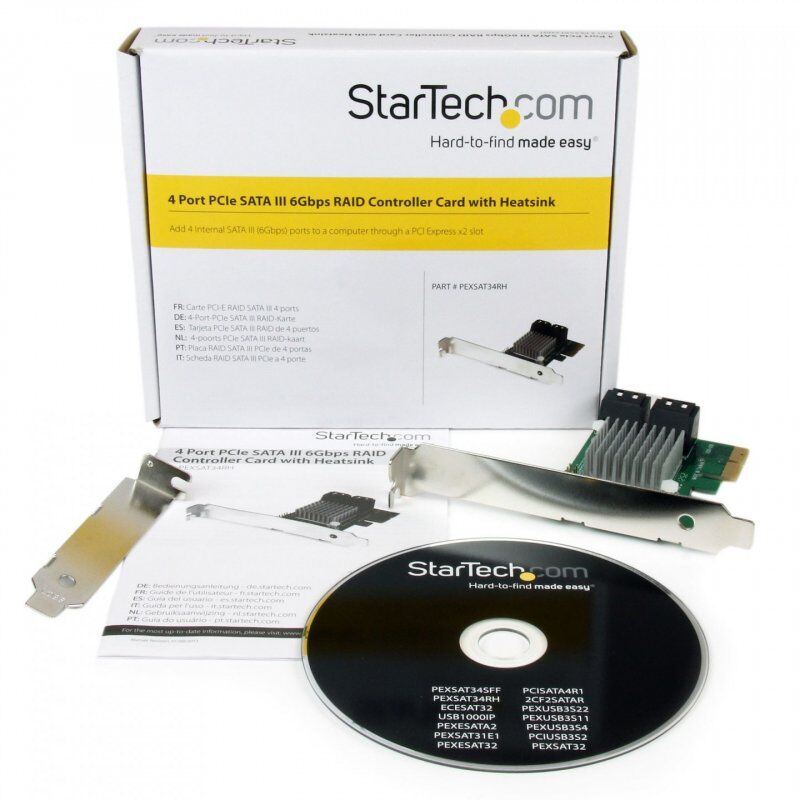 StarTech.com Carte Contrôleur RAID PCI Express 2.0 SATA III 6Gbps à 4 ports avec HyperDuo SSD Tiering - Adaptateur Con