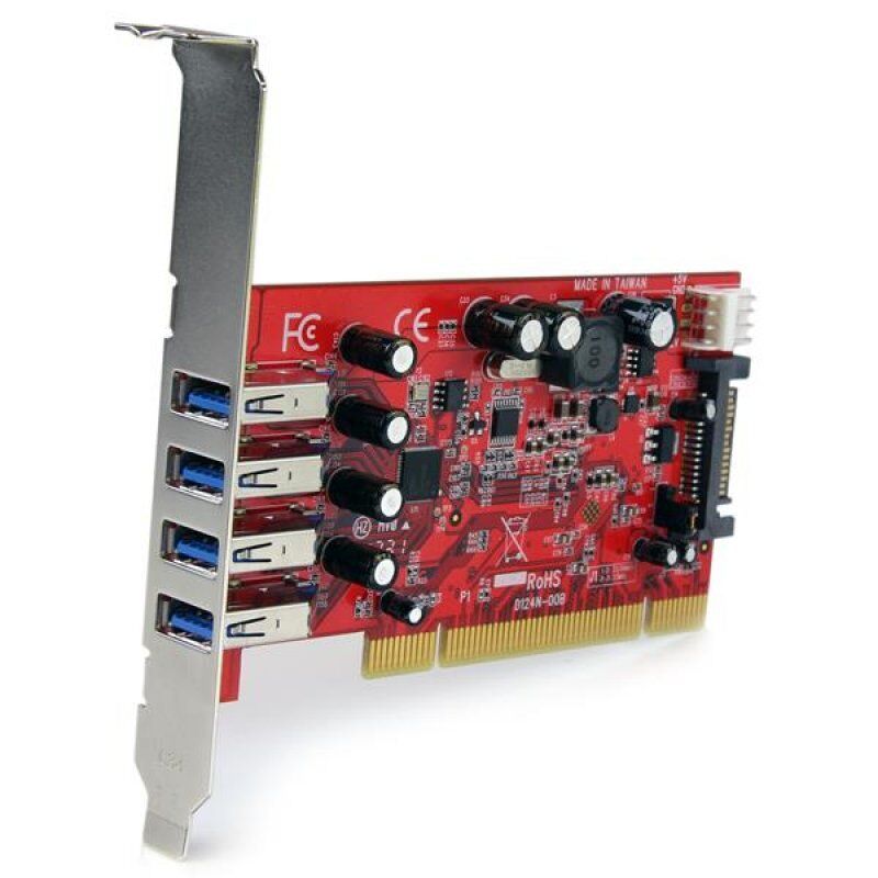 StarTech.com Carte contrôleur PCI à 4 ports USB 3.0 (5Gbps) SuperSpeed - Adaptateur PCI avec alimentation SATA / SP4