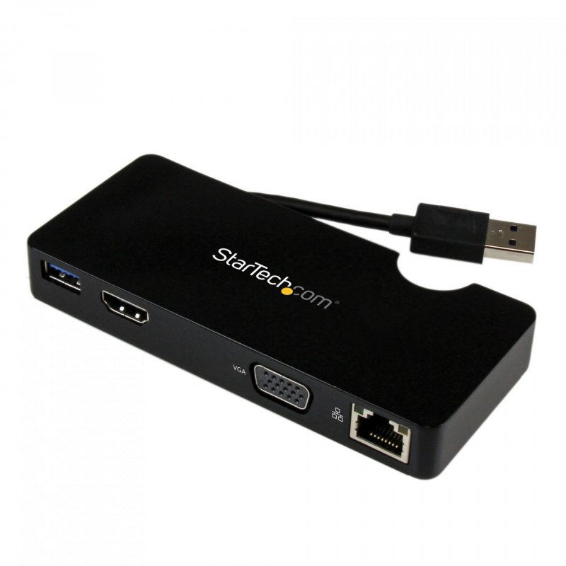 StarTech.com Mini station d’accueil USB 3.0 universelle pour ordinateur portable avec HDMI ou VGA, Gigabit Ethernet, U